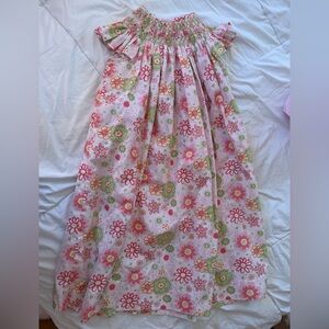 Zucchini Kids Smocked Floral Dress in Pink and Green